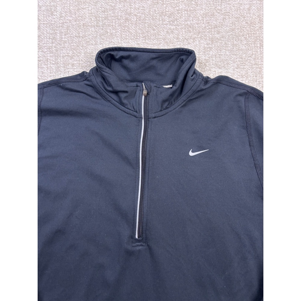 Nike Running Womens Dri-FIT 1/4 Zip Pullover Black Medium Reflective Thumbholes - Picture 2 of 8